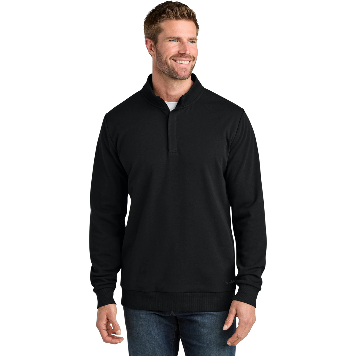 TravisMathew Ocean Villa 1/4-Zip in Black — custom branded by Motive