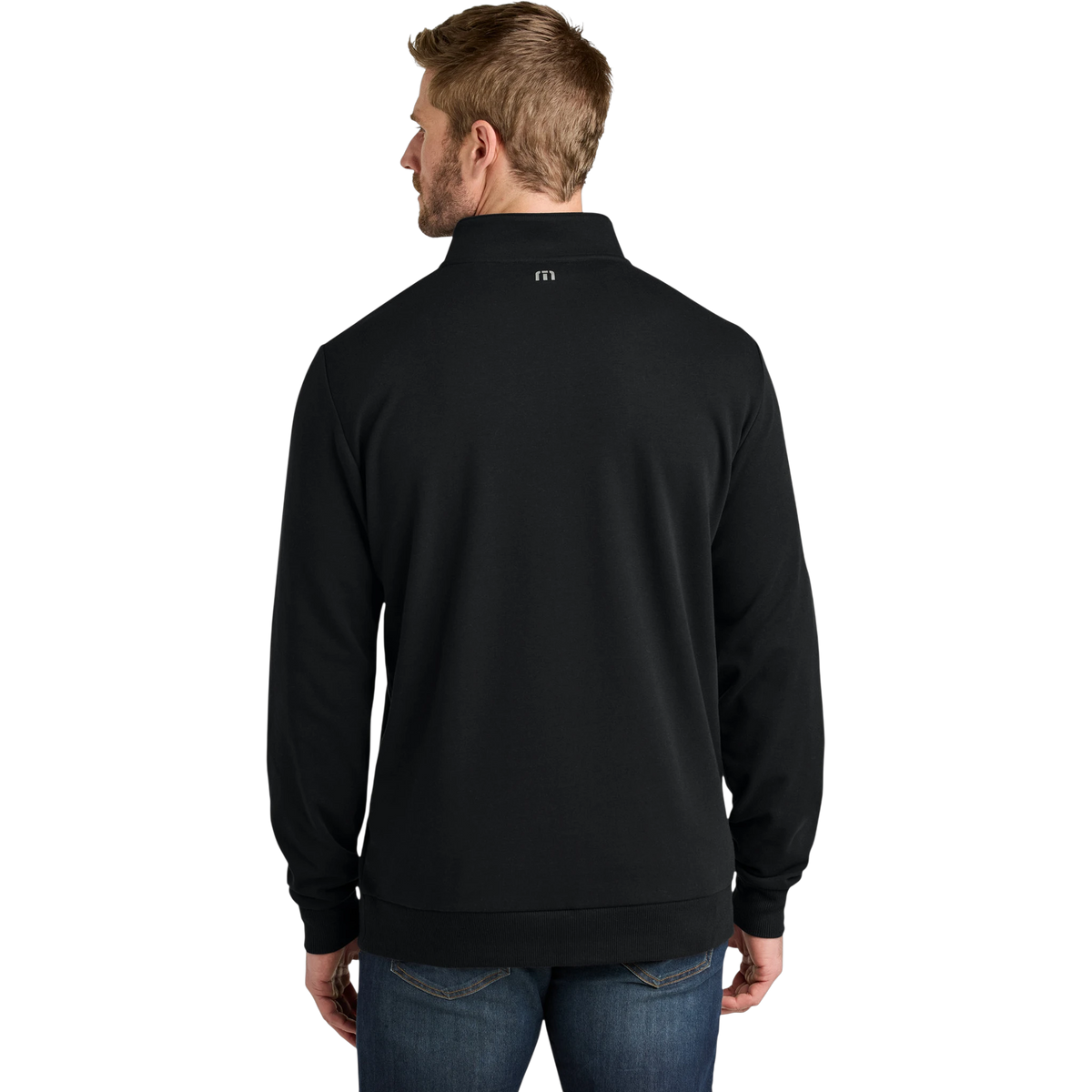 TravisMathew Ocean Villa 1/4-Zip in Black — custom branded by Motive