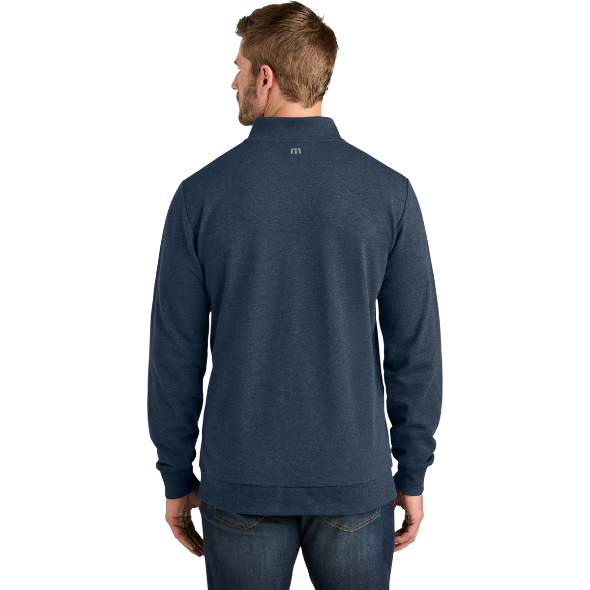 TravisMathew Ocean Villa 1/4-Zip in Blue Heather — custom branded by Motive