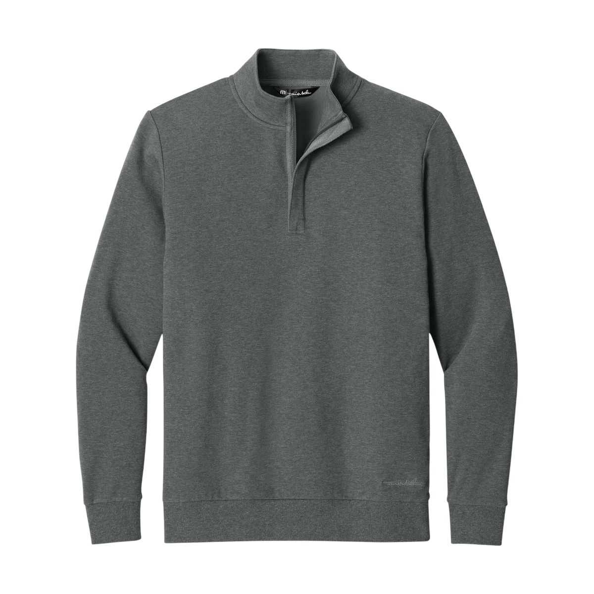 TravisMathew Ocean Villa 1/4-Zip in Dark Grey Heather — custom branded by Motive