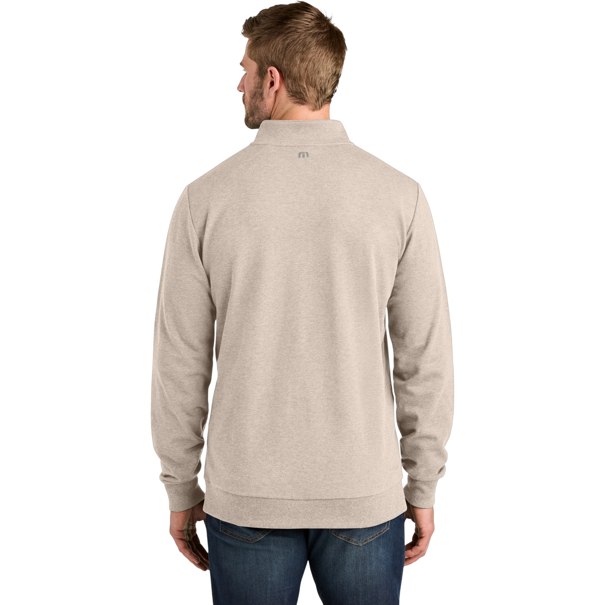 TravisMathew Ocean Villa 1/4-Zip in Natural Heather — custom branded by Motive