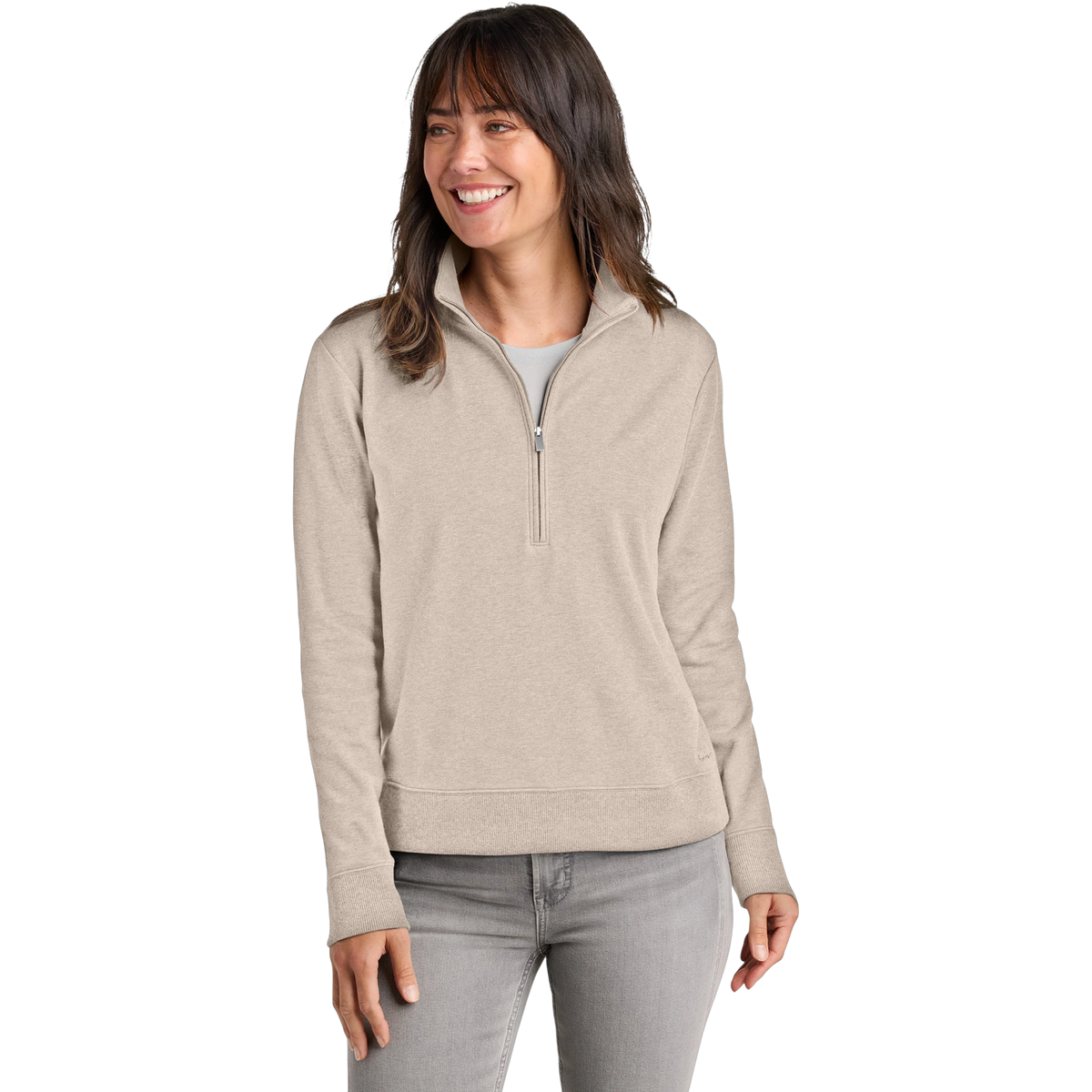 TravisMathew Women's Ocean Villa 1/4-Zip in Natural Heather — custom branded by Motive