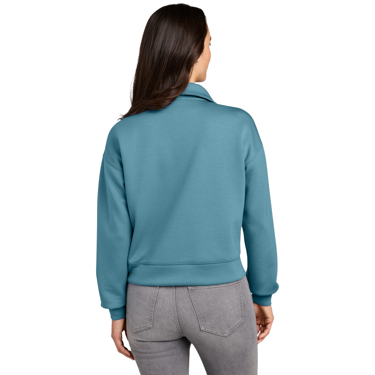 TravisMathew Women's Momentum Shift 1/2-Zip in Copen Blue — custom branded by Motive