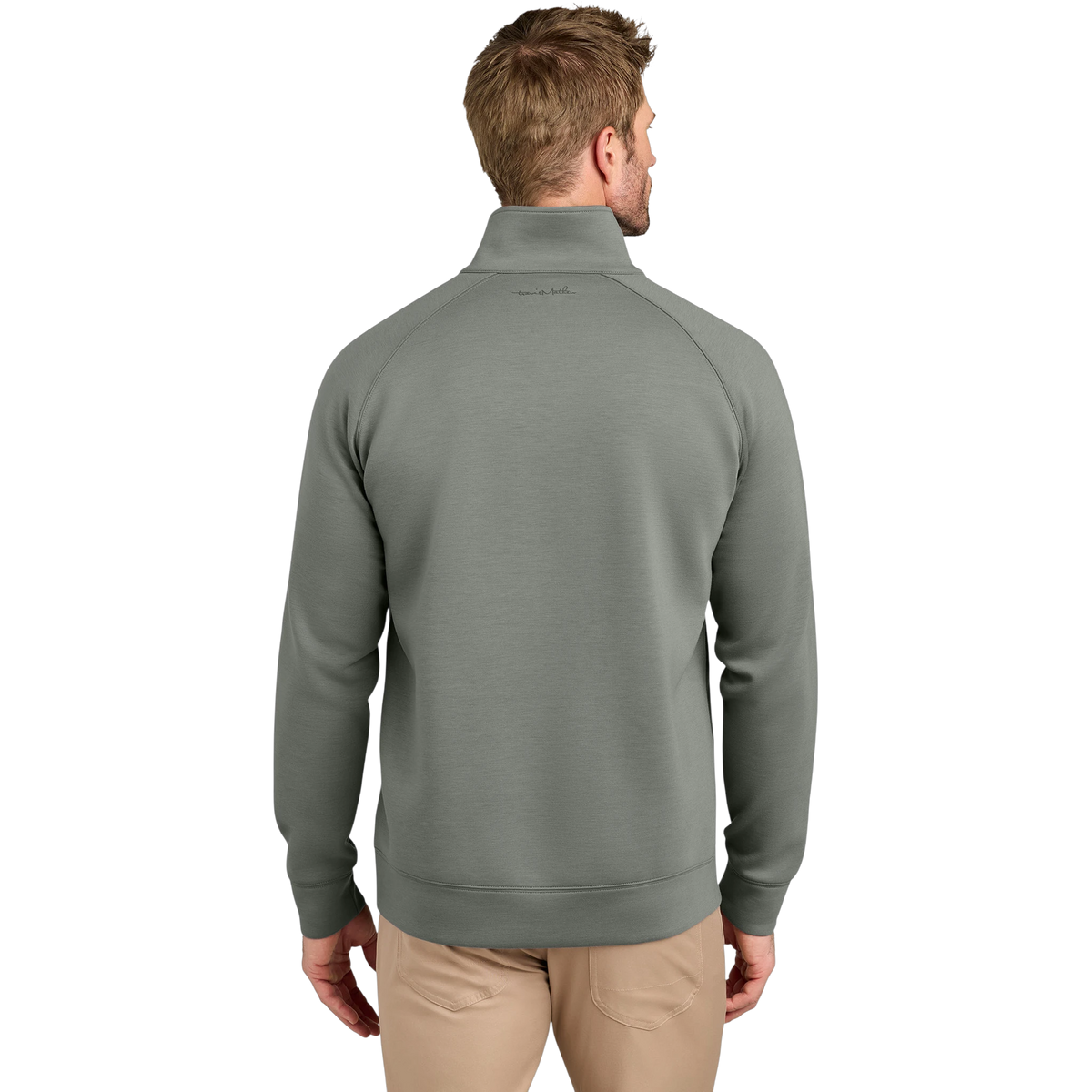 TravisMathew Momentum Shift 1/4-Zip in Quiet Shade Grey — custom branded by Motive