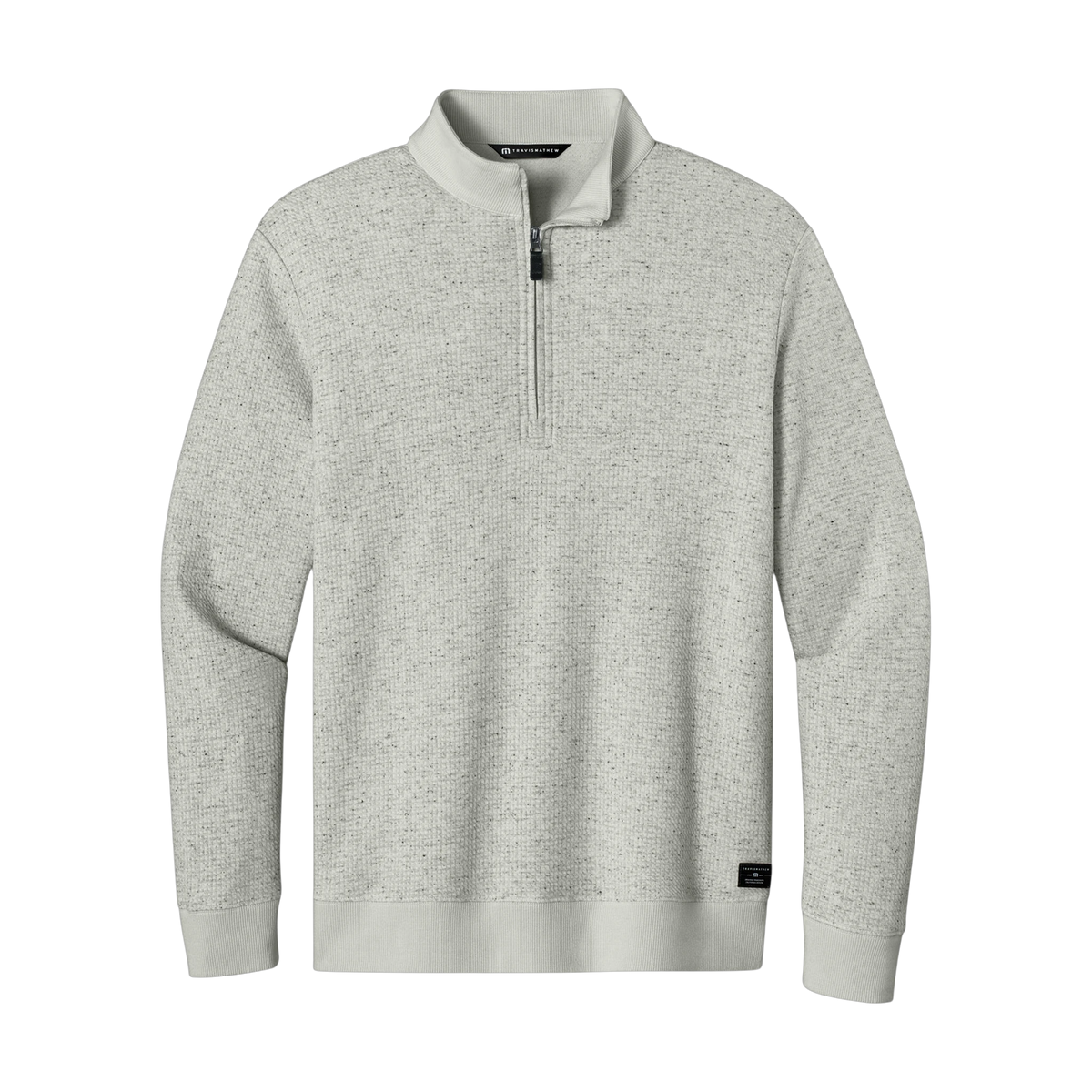 TravisMathew Waffle 1/4-Zip in Light Grey Heather — custom branded by Motive