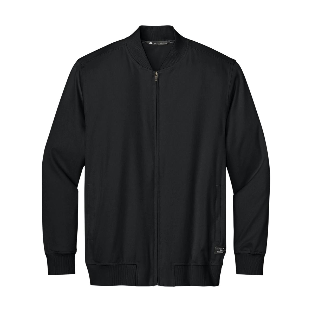 TravisMathew Bomber Jacket in Black — custom branded by Motive