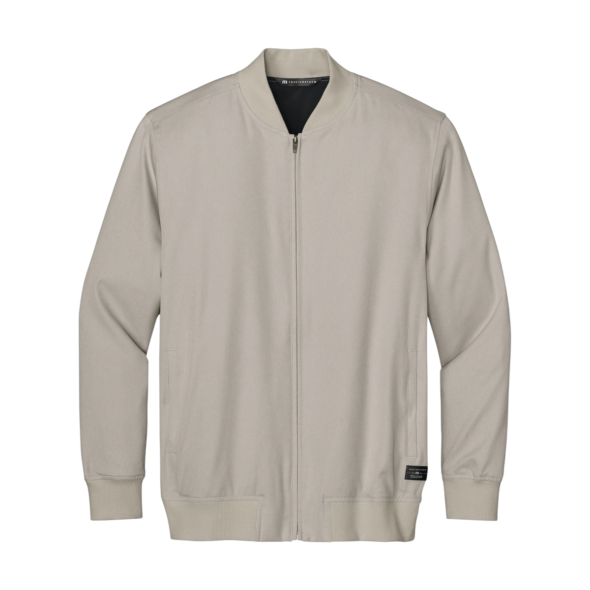 TravisMathew Bomber Jacket in Italian Sand — custom branded by Motive