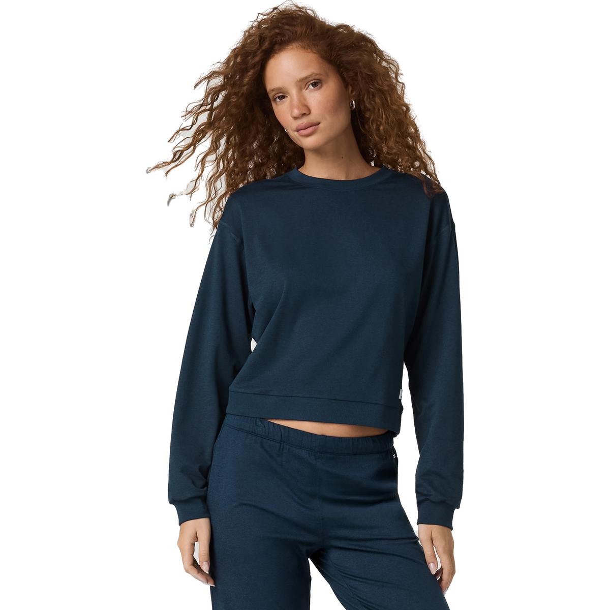 Vuori Women's Halo Modern Crew in Blue Coast Heather